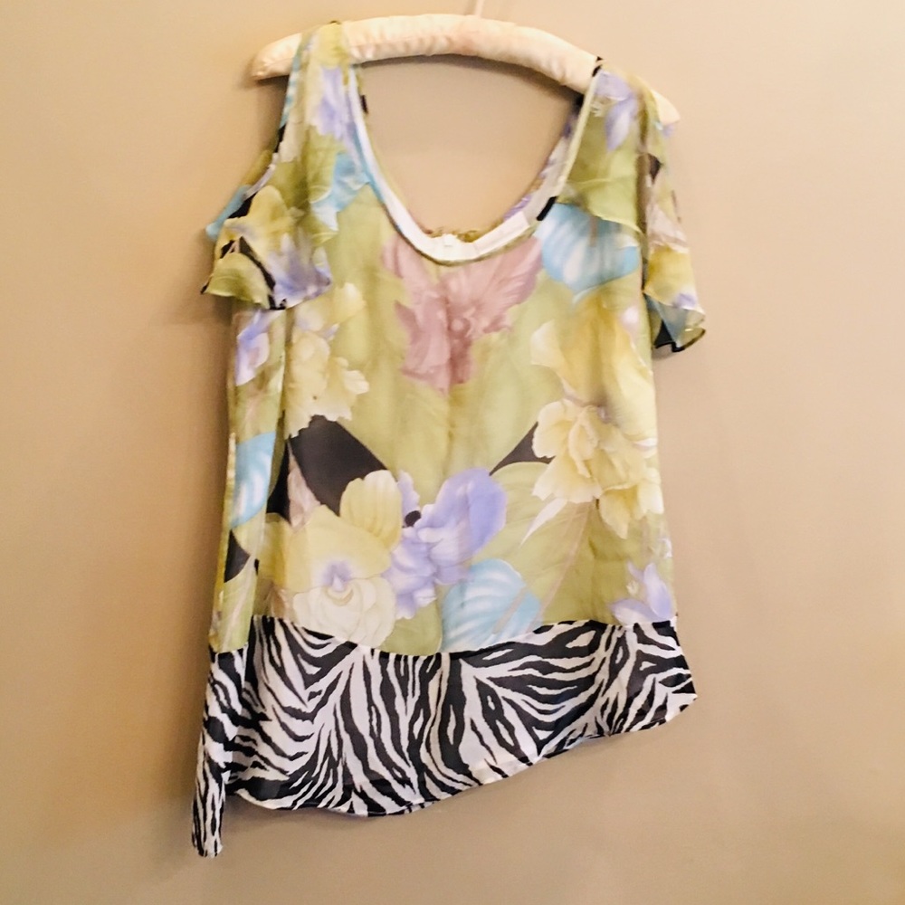 Soft Surroundings Silk Cold Shoulder Top - Sz L